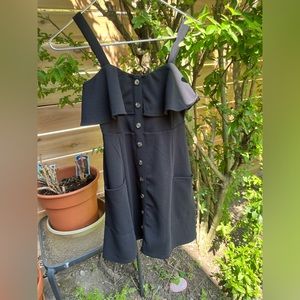 Black Button Mini Dress